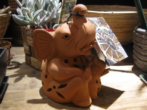 Clay elephant candle holder fair trade sourced